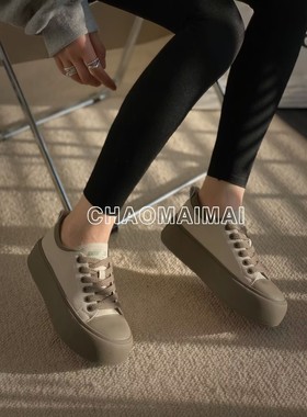 希希家  真皮小白鞋加绒厚底舒适板鞋女休闲鞋百搭M5-76266-2A