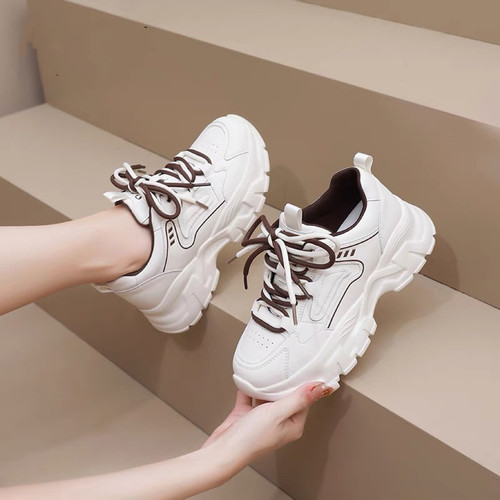 真皮拼网老爹鞋女潮鞋