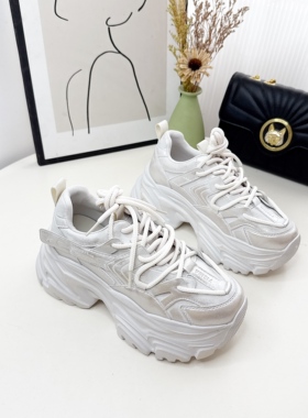 真皮厚底时尚爆款复古老爹鞋新款增高休闲鞋百搭轻便运动鞋15152