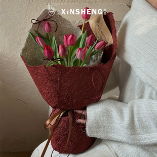 【2.14情人节】芯苼物语 手工麻丝纸鲜花束diy天然纤维纹理包花纸