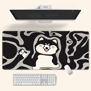 蠢萌可爱猫狗鼠标垫超大防滑办公宿舍游戏键盘垫书小狗桌垫笔记本