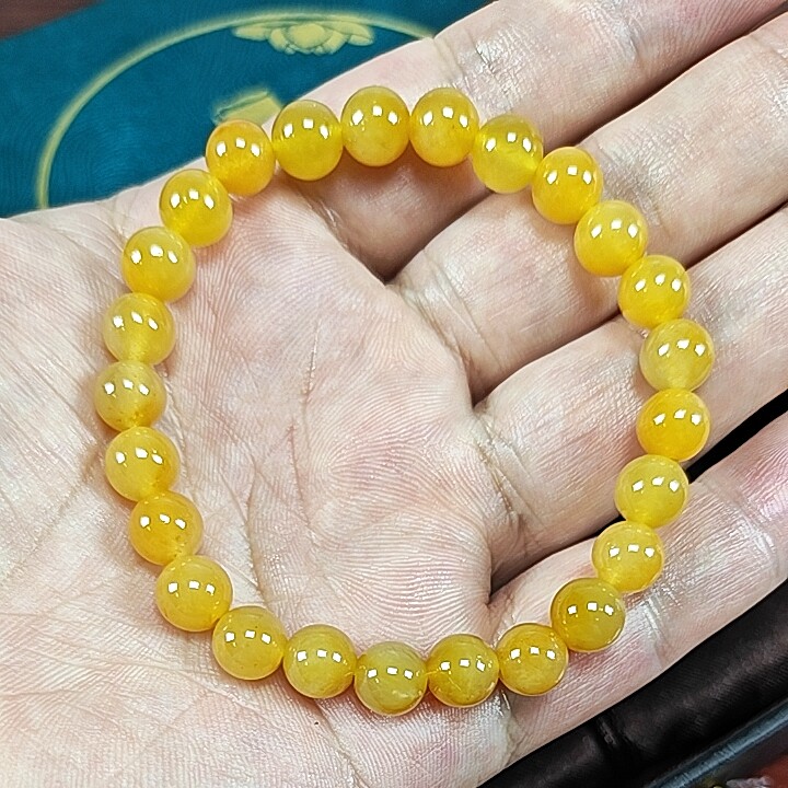 黄龙玉手串8mm鸡油黄招财转运