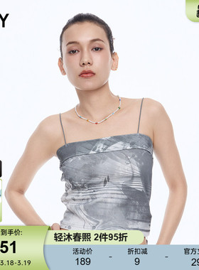 SLY 春季Y2K辣妹风个性印花吊带小背心女038HAZ90-0121