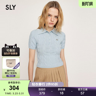 夏季 女030ISR70 新品 绞花POLO针织衫 2051 MIU系学院风修身 sly