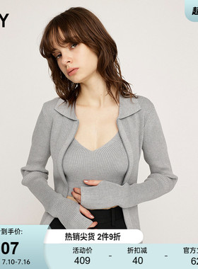 SLY 春季新品休闲通勤风简约两件套背心针织衫030HAZ70-4111