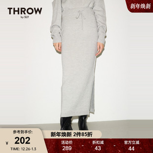 针织半身裙030HA071 THROW系列侧开叉长款 2021 新品 SLY冬季