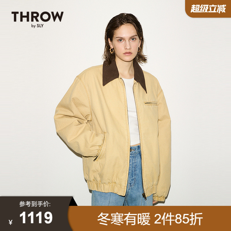 【THROW系列】SLY 2025新品男友风撞色夹棉夹克外套030IS030-0071