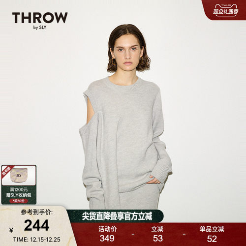 SLY冬季新品THROW系列不规则露肩设计针织衫030HA070-2031