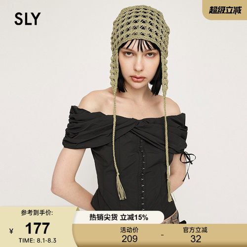 sly设计感交叉一字肩吊带衬衫
