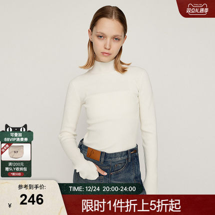 SLY 2025冬季新品纯色简约修身高领打底毛针织衫女030IAR70-1471
