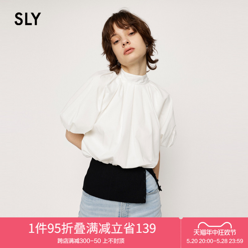 sly宫廷风花苞系带甜美淑女衬衫