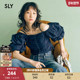 春季 优雅淑女甜美露肩泡泡袖 纯欲衬衫 SLY 030HSZ30 1891