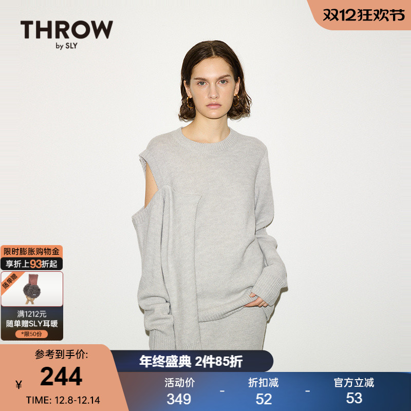 SLY冬季新品THROW系列不规则露肩设计针织衫030HA070-2031