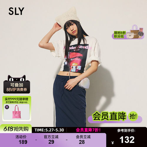 sly未来感印花休闲风短袖T恤