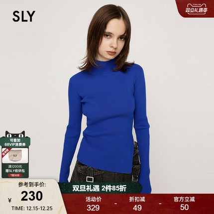 SLY 2024冬季新品半高领侧开衩修身打底衫针织衫女030HAR70-1851