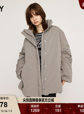 SLY 2024冬季新品通勤简约风立领纯色宽松羽绒服女038HAM30-0171