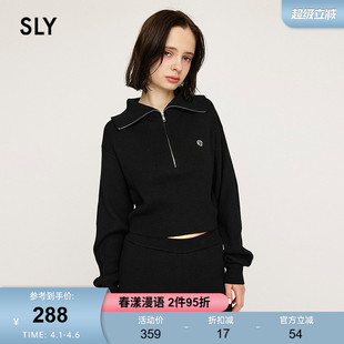 半拉链大翻领金属标短款 SLY 夏季 新品 0771 针织卫衣030ISR70