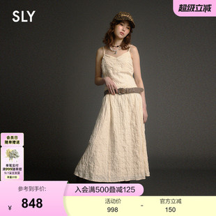 4581 SLY2025夏季 新品 甜美优雅纯色大摆中长款 吊带连衣裙030ISR33