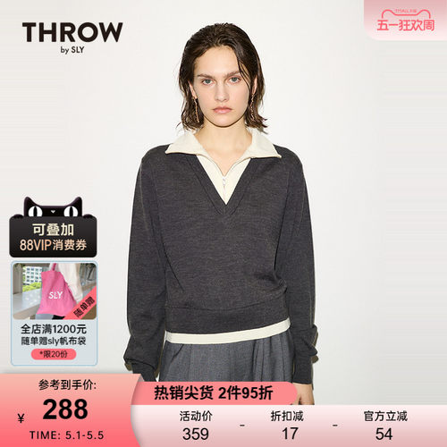 【THROW】SLY 春季新品简约通勤假两件针织衫女030HA070-4101