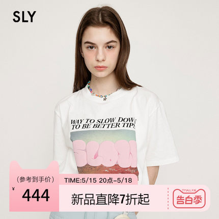 SLY 2024夏季新品复古街头风发泡印花休闲短袖T恤女030HSA90-2390