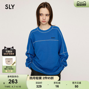 美式 SLY 24春季 新品 4991 休闲宽松棒球圆领套头卫衣女030HAR80