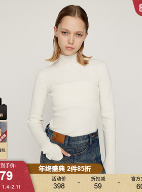 SLY 2025冬季新品纯色简约修身高领打底毛针织衫女030IAR70-1471