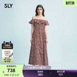 海边度假风优雅碎花一字肩连衣裙038HAM33 新品 0071 夏季 SLY