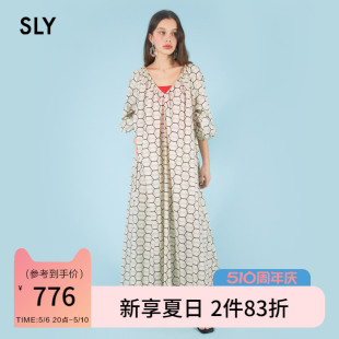 复古怀旧风慵懒感V领露背设计连衣裙女030GSI33 SLY 夏季 新品 2610