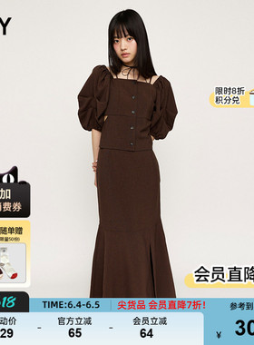SLY 春季复古风多穿法两件套衬衫连衣裙女030HSM33-1471