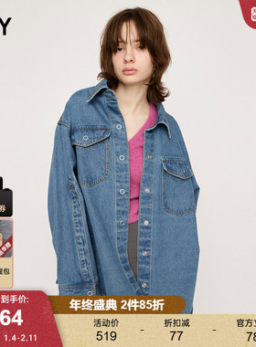 SLY 春季新品复古做旧OVERSIZE设计感牛仔外套030HSA10-2300