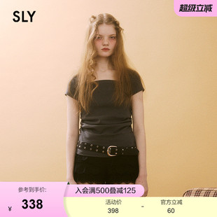 2025夏季 简约修身 SLY 新品 3251 通勤纯色方领短袖 T恤女030ISR80