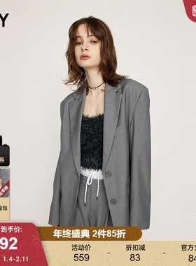 SLY 24冬季新品高级感简约通勤风廓形西装外套女030HAY30-0791