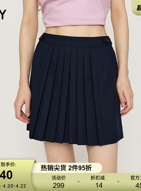 SLY 夏季新品MIU系学院风百褶裙短款半身裙女030ISR31-0851