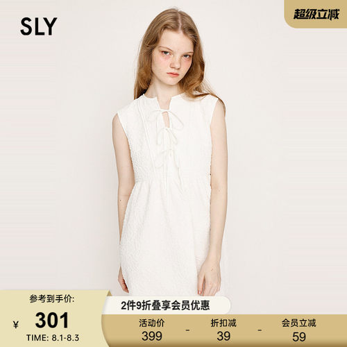 SLY夏季新品甜美风清新简约系带无袖时尚连衣裙030ISY33-4591