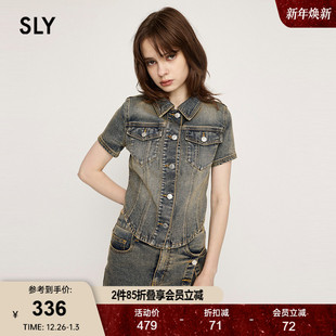 美式 新品 辣妹废土风做旧牛仔短袖 衬衫 0881 SLY 030HAR10 2024秋季