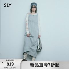 SLY 2024夏季新品工装风缝线拉链捏褶吊带连衣裙女030HSR33-1870