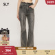 春季 美式 复古解构交叉系带微喇牛仔裤 SLY 030HAR11 5711