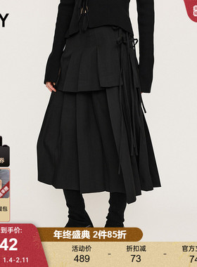 SLY2024冬季新品韩系设计感两件套不规则百褶半身裙030HAZ31-4481