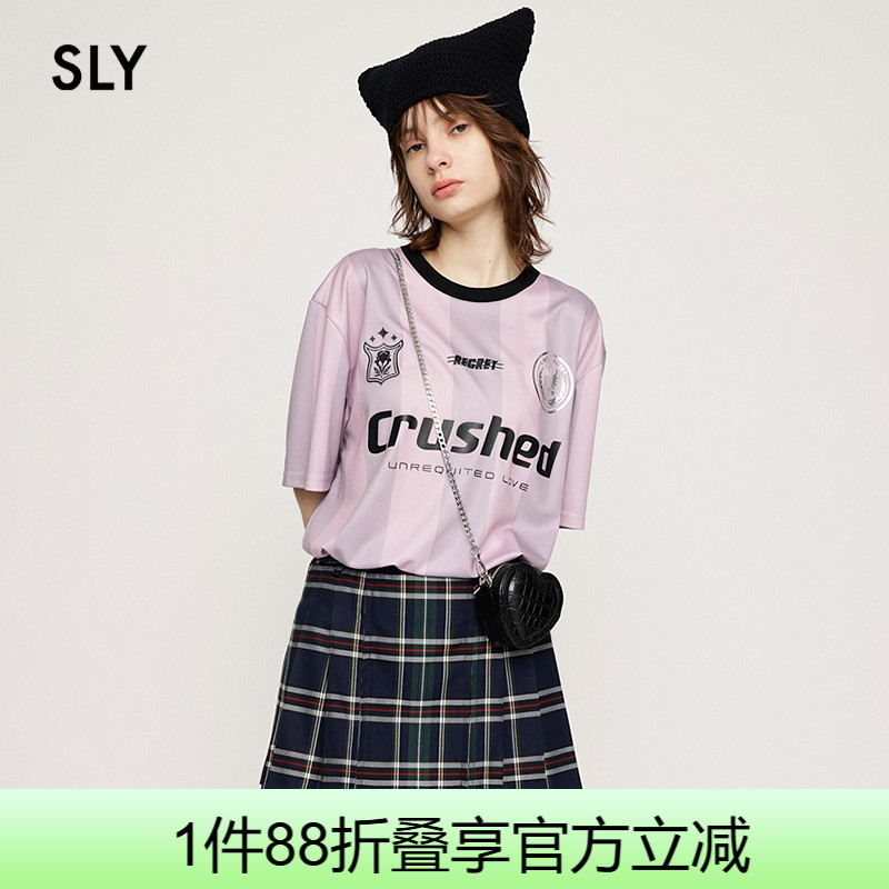 SLY撞色运动休闲风字母短袖T恤