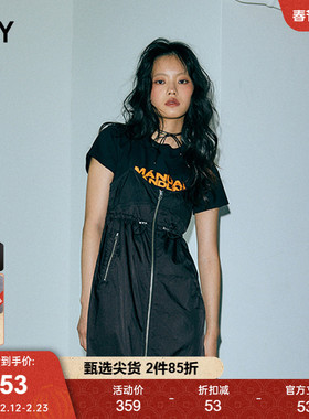 SLY 春季Y2K辣妹风拉链多穿法吊带连衣裙女030HAZ33-0191