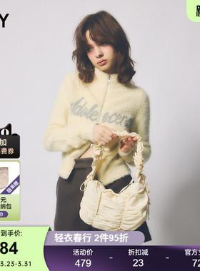 SLY 春季新品鬼马少女俏皮撞色字母毛绒针织衫030HAR70-3051