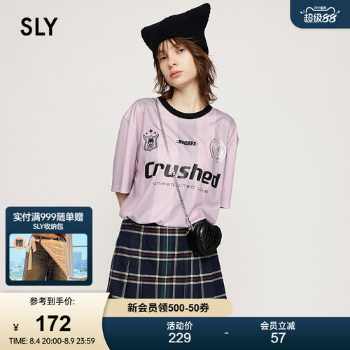 SLY撞色运动休闲风字母短袖T恤