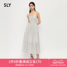 SLY 夏季新品度假风豹纹雪纺长款吊带连衣裙女038GSU33-5690