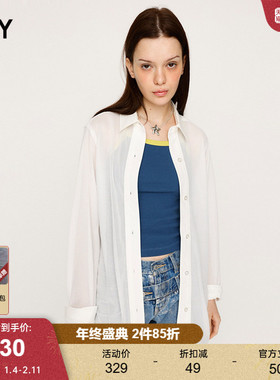 SLY 春季简约风clean fit薄款长袖衬衫外套030HSY30-0731