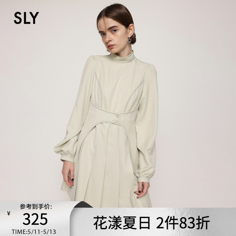 SLY大泡泡袖百褶腰带设计迷你连衣裙030FAZ33-5590-封面