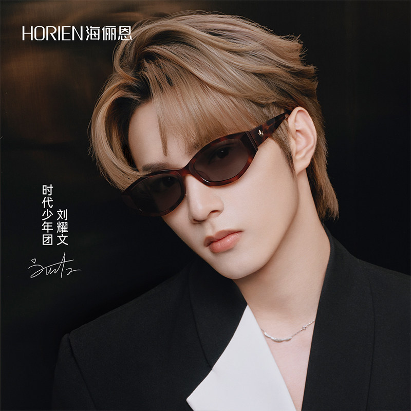 HORIEN海俪恩复古窄框太阳镜男女防眩光修颜墨镜2026新款ND029
