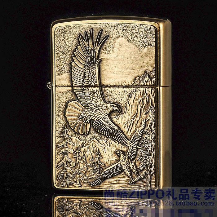 原装正品zippo煤油打火机纯铜FY01老鹰背面雕刻字男人礼物刻字