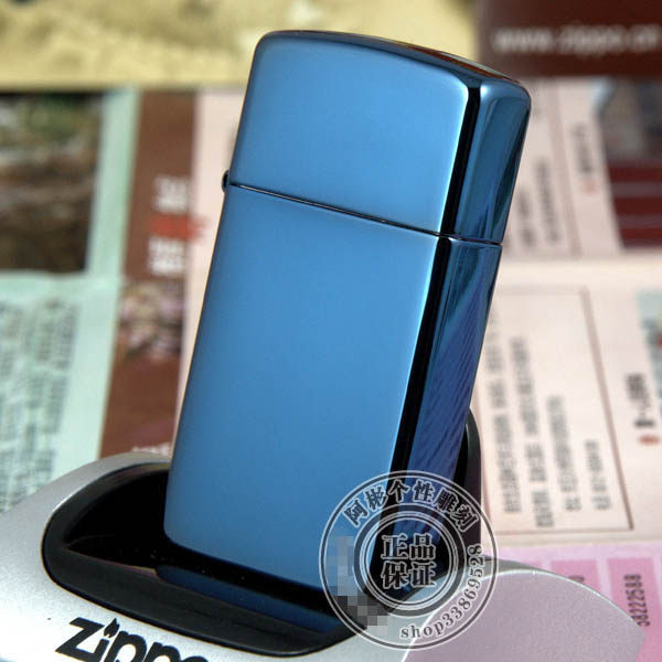 原装正品美国ZIPPO纤巧宝蓝冰女式煤油打火机 窄机 提供刻字