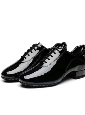 ADSMISSFUN男摩登舞鞋漆皮国标华尔兹软底舞蹈比赛A4012专业室内