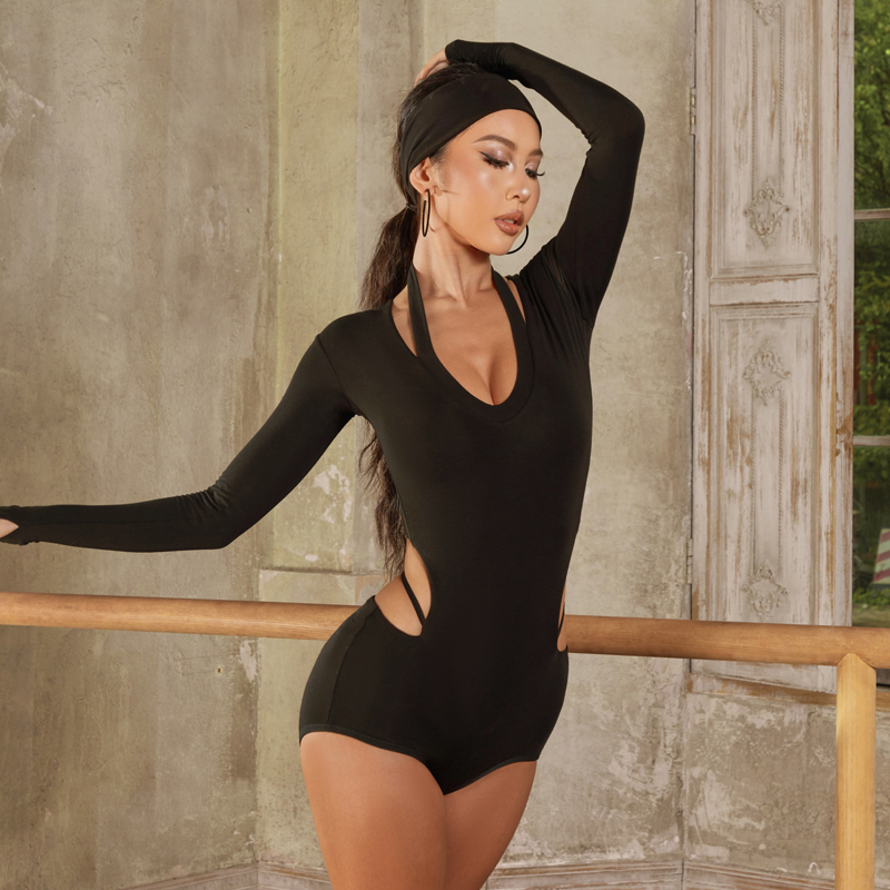 ZYM【一件入秋】上衣挂脖连体拉丁舞日常练功服体操服女24073